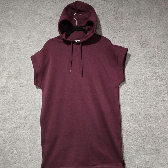 DSG Twitch Allison Hoodie Dress Midi Womens M Wine Fleece Sweatshirt Minimalist - Picture 1 of 11
